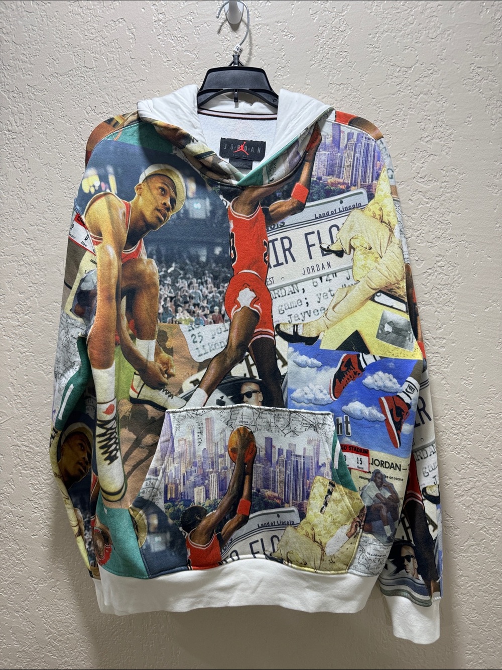 Jordan Jumpman Over Print Pullover Hoodie Size Medium Basketball Sweatshirt